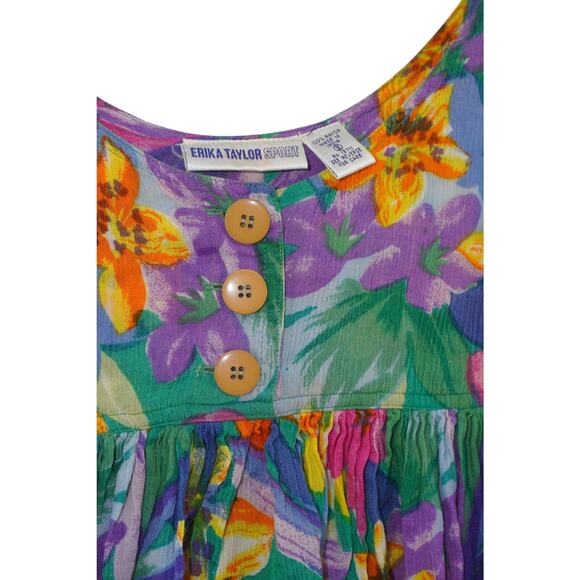 Vintage 80s 90s Erika Taylor Sport Floral Dress Women’s S Rayon Mod Boho Summer - Picture 2 of 5